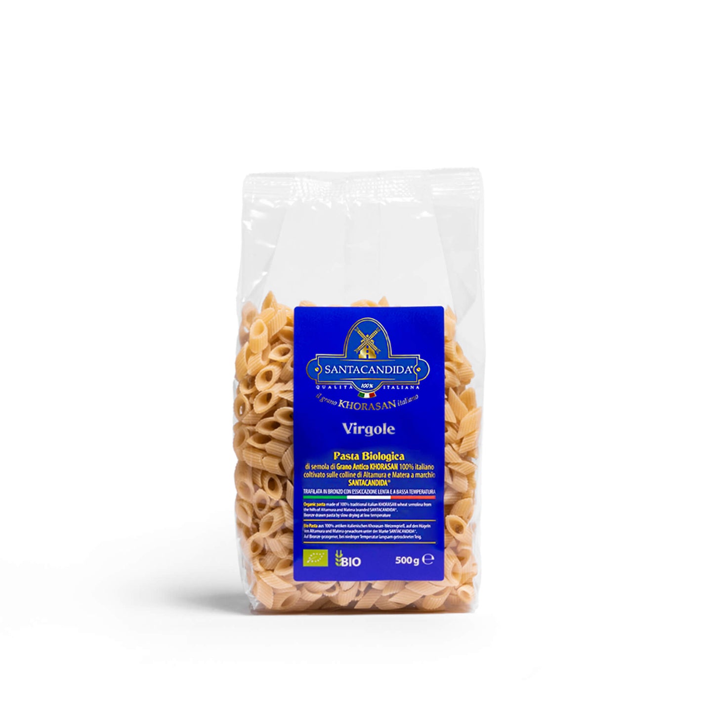 <tc>VIRGOLE organic pasta of ancient Khorasan
SANTACANDIDA wheat</tc>