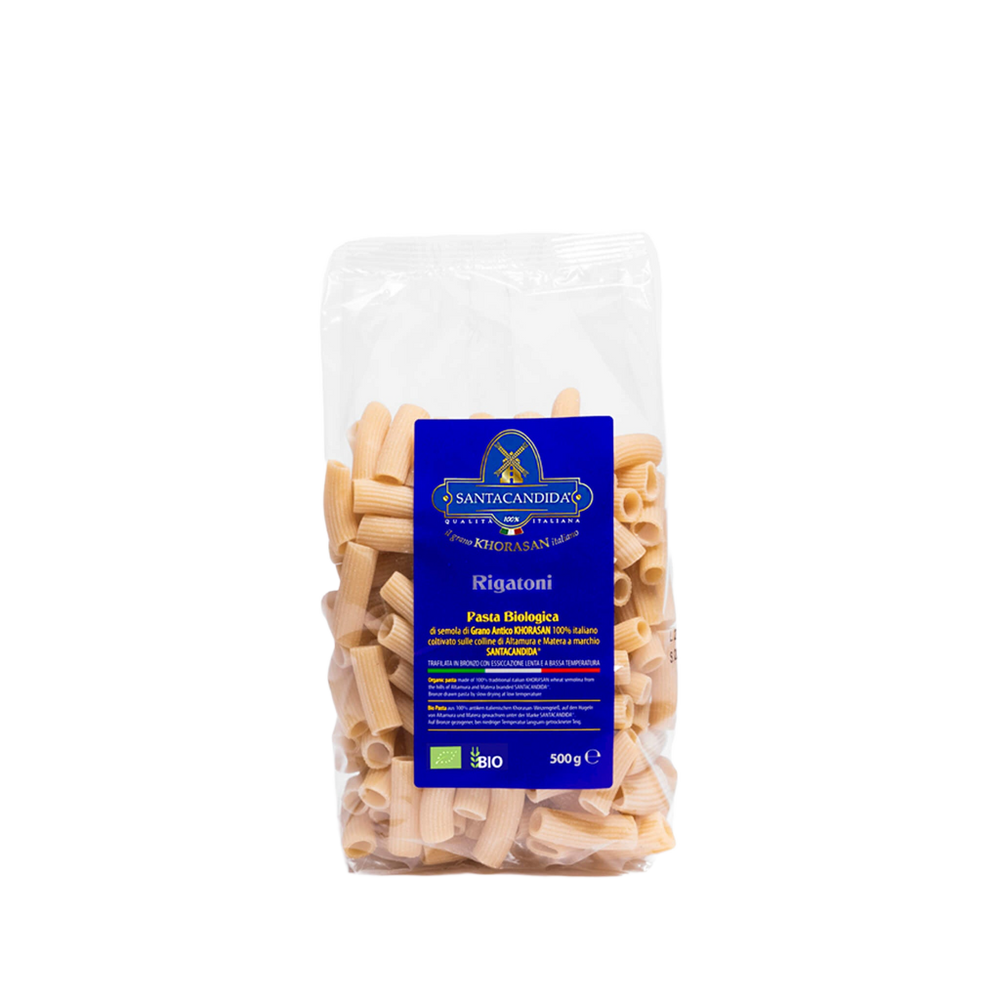 
                      
                        <tc>RIGATONI
organic pasta of ancient Khorasan SANTACANDIDA wheat</tc>
                      
                    