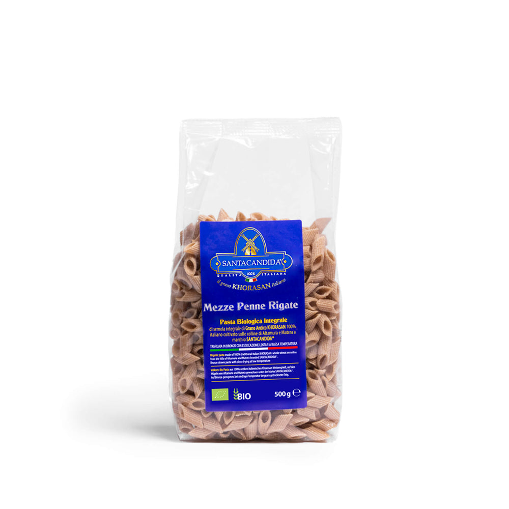<tc>MEZZE
PENNE RIGATE organic pasta of ancient Khorasan SANTACANDIDA wheat</tc>
