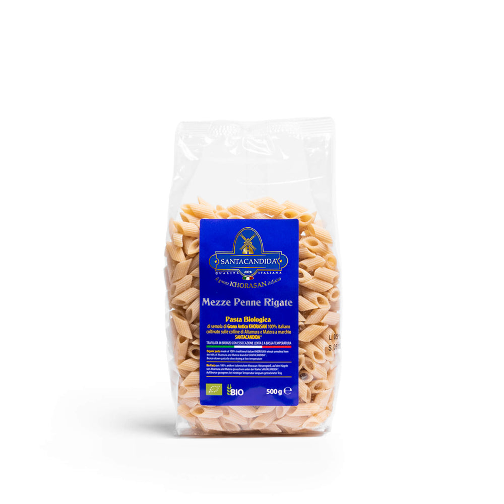 <tc>MEZZE PENNE RIGATE organic pasta of ancient
Khorasan SANTACANDIDA wheat</tc>