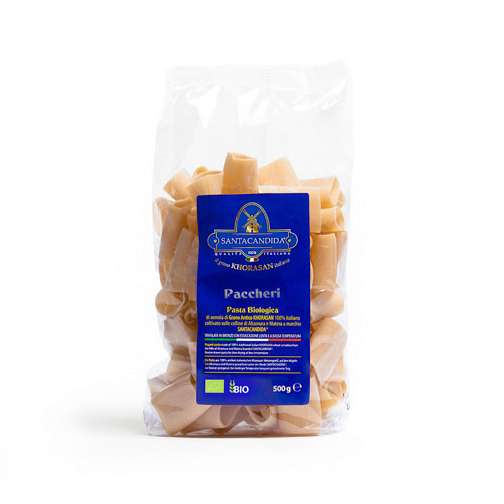 <tc>PACCHERI
organic pasta of ancient Khorasan SANTACANDIDA wheat</tc>