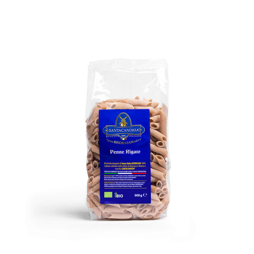 <tc>PENNE
RIGATE organic pasta of ancient Khorasan SANTACANDIDA wheat</tc>