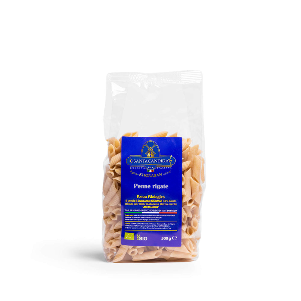 <tc>PENNE
RIGATE organic pasta of ancient Khorasan SANTACANDIDA wheat</tc>