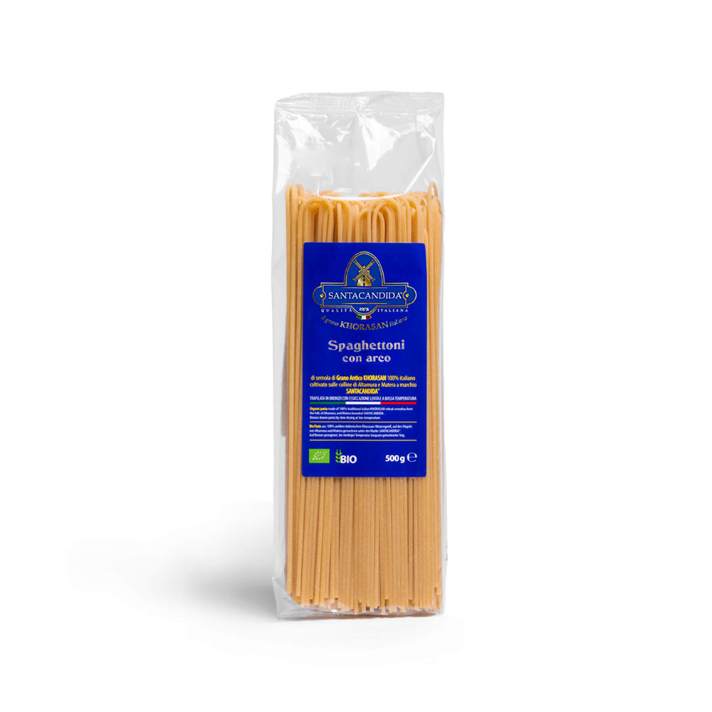 <tc>ARCH
SPAGHETTONI organic pasta of ancient Khorasan SANTACANDIDA wheat</tc>